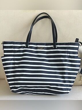 Kate Spade Black and White Striped Tote